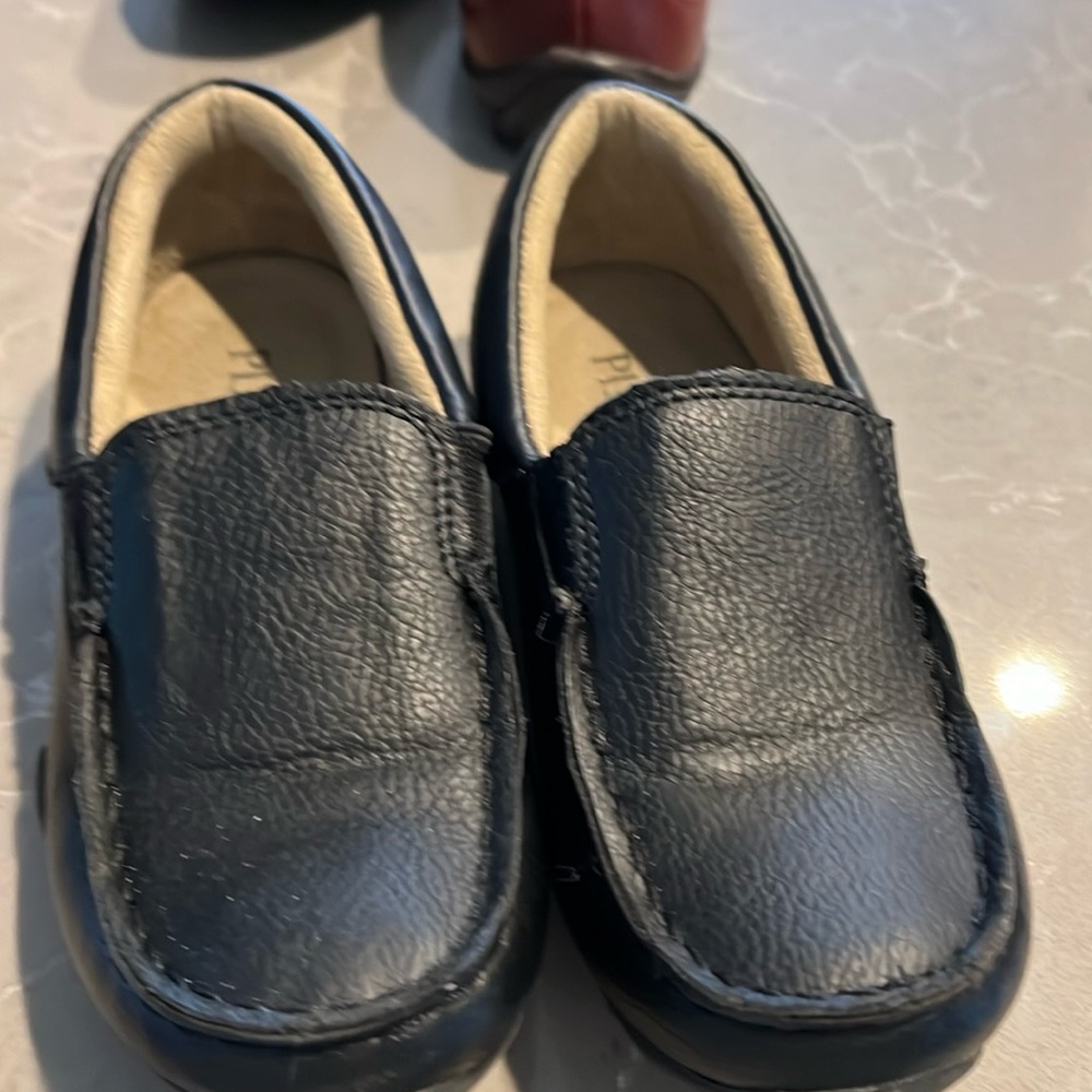 Black loafers.